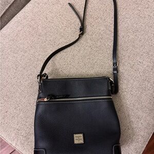 Dooney & Bourke Pebble Grain Black Letter Carrier  Crossbody Bag
